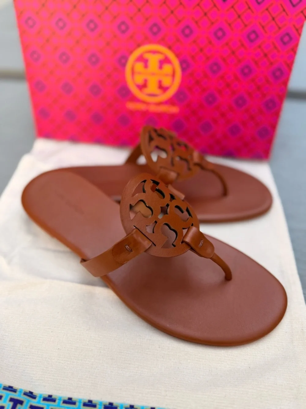 Tory Burch Miller Soft Calf Leather Sandals Brown